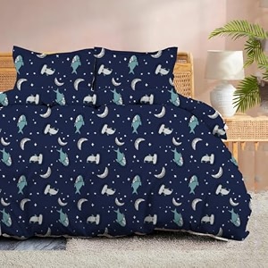 100 microfiber 1 piece duvet cover zipper closure soft amp breathable for comfortable sleep wrinkle free duvetquiltrazaicomforter cover- moonlit sharks - double
