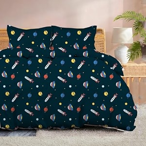100 microfiber 1 piece duvet cover zipper closure soft amp breathable for comfortable sleep wrinkle free duvetquiltrazaicomforter cover- planet spaceship - double