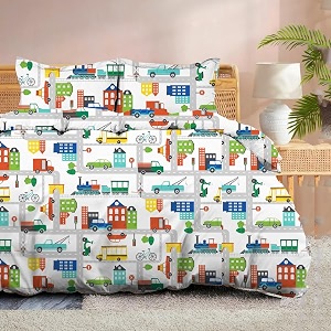 100 microfiber 1 piece duvet cover zipper closure soft amp breathable for comfortable sleep wrinkle free duvetquiltrazaicomforter cover- city traffic - single
