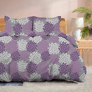 100 microfiber 1 piece duvet cover zipper closure soft amp breathable for comfortable sleep wrinkle free duvetquiltrazaicomforter cover- purple petals - single