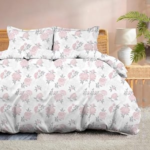 100 microfiber 1 piece duvet cover zipper closure soft amp breathable for comfortable sleep wrinkle free duvetquiltrazaicomforter cover- blush petals - single