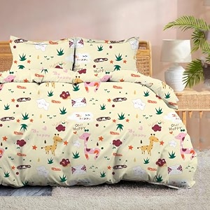 100 microfiber 1 piece duvet cover zipper closure soft amp breathable for comfortable sleep wrinkle free duvetquiltrazaicomforter cover- happy safari - double