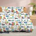 100% Microfiber 1 Piece Duvet Cover Zipper Closure Soft &amp; Breathable for Comfortable Sleep Wrinkle Free Duvet/Quilt/Razai/Comforter Cover- City Traffic - Single