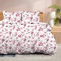 100% Microfiber 1 Piece Duvet Cover Zipper Closure Soft &amp; Breathable for Comfortable Sleep Wrinkle Free Duvet/Quilt/Razai/Comforter Cover- Floral Pink - Double