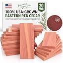 100% Natural Red Cedar Blocks for Clothes Storage, 20 PCS Drawer Freshener, Cedar Blocks for Closet, Storage Bags, Cabinets