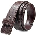 100% One-Piece Full Grain Leather Belt Straps with No Slot Hole/Slot Hole/Heavy-Duty, Multi Options 1-1/2" (38mm) Wide