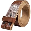 100% One-Piece Full Grain Leather Belt Straps with No Slot Hole/Slot Hole/Heavy-Duty, Multi Options 1-1/2" (38mm) Wide