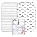 100% Organic Cotton 2 Pk Bedside Sleeper Bassinet Fitted Mattress Sheets Perfectly Compatible with Mika Micky, Baby Delight, Ronbei, Chicco, Cloud Baby, AMKE, Angelbliss, Arm's Reach. Cloud, Stripe