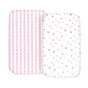100% Organic Cotton 2 Pk Bedside Sleeper Bassinet Fitted Mattress Sheets Perfectly Compatible with Mika Micky, Baby Delight, Ronbei, Chicco, Cloud Baby, AMKE, Angelbliss, Arm's Reach. Pink Girl