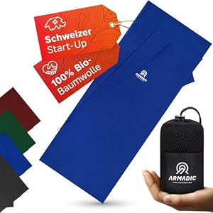 100 organic cotton sleeping bag with zip only 380 g - ultra light small and thin travel sleeping bag sleeping bag liner ideal for backpacking hostels and mountain huts blue