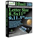 Apache Letter Size Laminating Pouches, 10 Mil, 100 Pack, Holds 8.5 x 11 Inch Projects (9 x 11.5 Inch Pouch Size), Thermal Laminator Compatible Laminating Sheets, Super Clear, Round Corners