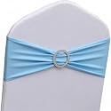 100 Pack Baby Blue Chair Sashes, Light Blue Chair Bands Bows Ties for Wedding Party Baby Shower Birthday Folding Chair Covers Decor