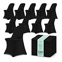 100 Pack Black Spandex Folding Chair Covers, Stretch Polyester Slipcovers for Wedding, Party &amp; Dining Chairs – Flat Front Design, Universal Fit