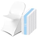 100 Pack Chair Covers for Folding Chairs, Polyester Spandex Chair Cover Stretch Slipcovers for Banquet, Wedding, Party, Folding, Holidays, White