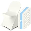 100 Pack Chair Covers for Folding Chairs, Polyester Spandex Chair Cover Stretch Slipcovers for Banquet, Wedding, Party, Folding, Holidays, Ivory