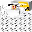 100 Pack Clear Safety Glasses for Men Women,Scratch & Impact Resistant