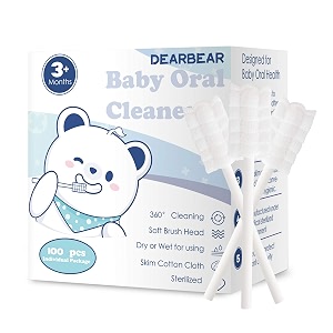 100-pack dear bear baby tongue cleaner upgrade gum cleaner with paper handle for babies and infants ages 0-6amp6-12 month baby toothbrush