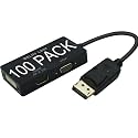100 Pack DP to HDMI VGA DVI Adapter Displayport to HDMI 4K Adapter 3 in 1 Display Port to HDMI VGA DVI