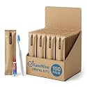 100 Bulk Pack Hotel Dental Kits - Earth-Conscious Kraft Paper Packaging - White Disposable Toothbrush with 8g Toothpaste - Guest Amenities for Airbnb & Spa