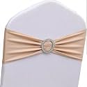 100 Pack Nude Spandex Chair Sashes, Khaki Chair Bands for Wedding Decor