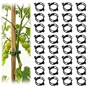 100 Pack Plant Support Clips, Reusable Plastic Garden Clips for Climbing Plants, Tomatoes, Vines, Vegetables, Secure Stems to Trellises, Stakes and Cages (Black, 300pcs)