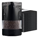 100 Pack Smell Proof Bags, Resealable Black Mylar Bags with Matte Window, Foil Pouch Stand Up Sealable Bags for Packaging, 6.2x9.4 Inch