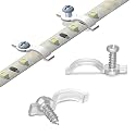 GRIVER 100 Pack Strip Light Mounting Brackets,Fixing Clips,One-Side Fixing,100 Screws Included (Ideal for 10mm Wide Waterproof Strip Lights)