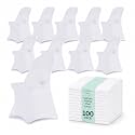 100 Pack White Spandex Folding Chair Covers, Stretch Polyester Slipcovers for Wedding, Party &amp; Dining Chairs – Flat Front Design, Universal Fit