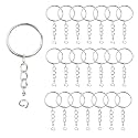 100 Pcs 1 Inch Keychains with Chain and 100 Pcs Jump Rings，Keychain Rings for Crafts，DIY Key Rings for Crafts Key Chain Chains，Key Chains Rings Parts with Open Jump Ring and Connector