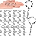 100 Pcs 304 Stainless Steel Screw Eye Hooks, M4-2 Inch