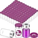 100 Pcs 3ml Sterile Vials Empty Vials for Injection, Purple Lid