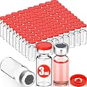 100 Pcs 3ml Sterile Vials Empty Vials for Injection, Red Lid