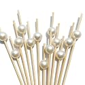 100 PCS 4.7 Inch White Pearl Cocktail Picks Skewers for Bridal Shower