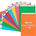 100 Pcs 9'' x 12'' Catalog Envelopes Self Adhesive 32lb Manila Envelopes Kraft Peel & Seal for Secure Mailing Storage Organizing for Office Business Home(Colorful)