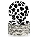 100 Pcs Cow Print Plates 7 Inch Cow Print Paper Party Supplies Disposable Dinner Dessert Plate Cow Theme Birthday Party Baby Shower Picnic Decorations (White)