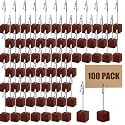 100 Pcs Cube Base Memo Clip Holder with Alligator Clip, Brown