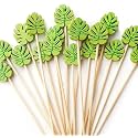 100 PCS Green Monstera Leaf Cocktail Picks Toothpicks for Appetizers