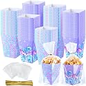 FillTouch 100 Pcs Mermaid Party Favor Popcorn Bags with Cellophane Bag