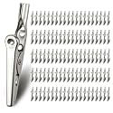 100 PCS Metal Alligator Clip, 2 In 51mm Spring Clamps, Test Line Crocodile Clip, Silver Tone Alligator Clips Nickel Plated Crocodile Clamps for In Laboratory Electric Testing Work And Cable Lead Clip