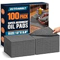 100 Pcs Oil Absorbent Pads, 9.8" x 13" Heavy Dimpled Garage Absorbing Mat