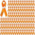 100 Pcs Orange Funeral Ribbon Pins, Memorial Ribbons for Funeral with Dove