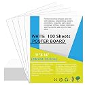 100 Pcs Poster Board White Poster Paper Bulk 11" x 14", ROOKEA 250Gsm Thickness Vision Boards Smart Poster Board for School Arts Craft Projects Presentations Drawing Scrapbooking Blank Graphic Display