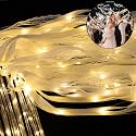 100 Pcs Wedding Wands Ribbon with 3 Colorful Flashing Modes, Light up LED Silk Fairy Wands, Glow Lace Stick with Bells for Wedding Reception, Graduation, New Year, Birthday Party (Warm White)