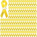 100 Pcs Yellow Funeral Ribbon Pins, Memorial Ribbons for Funeral with Dove