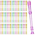 100 Pieces Mini Translucent Soprano Recorder Plastic 6 Hole Soprano Descant for Kids Bulk Baroque Style Musical Recorders Bulk for Beginners Kids Flute