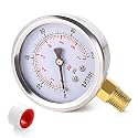 100 Psi Vacuum Pressure Gauge,Lead-Free Water Pressure Gauge, 2.5" Dial Size, 1/4" G Lower Mount, 304 Stainless Steel Case, for Pneumatic Air Compressor RV Regulator Valve Test(with Tape)
