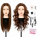 100% Real Human Hair Mannequin 22'' Hair Styling Mannequin Heads Practice