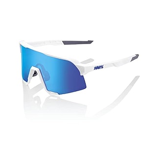100 s3 sport performance cycling sunglasses matte white - hiper blue multilayer mirror lens