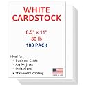 100 Sheets of Heavyweight White Cardstock - Ideal for Business Cards, Art Projects, Invitations, and Stationery Printing | 80 lb Cover Stock | 8.5 x 11 Inches | Thick and Durable Cardstock (216 gsm)