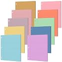100 Sheets Loose Leaf Binder Paper, 8" x 10.5" Colored College Ruled Paper